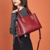 Genuine Leather Shoulder Bag — Crocodile Texture Elegant Design