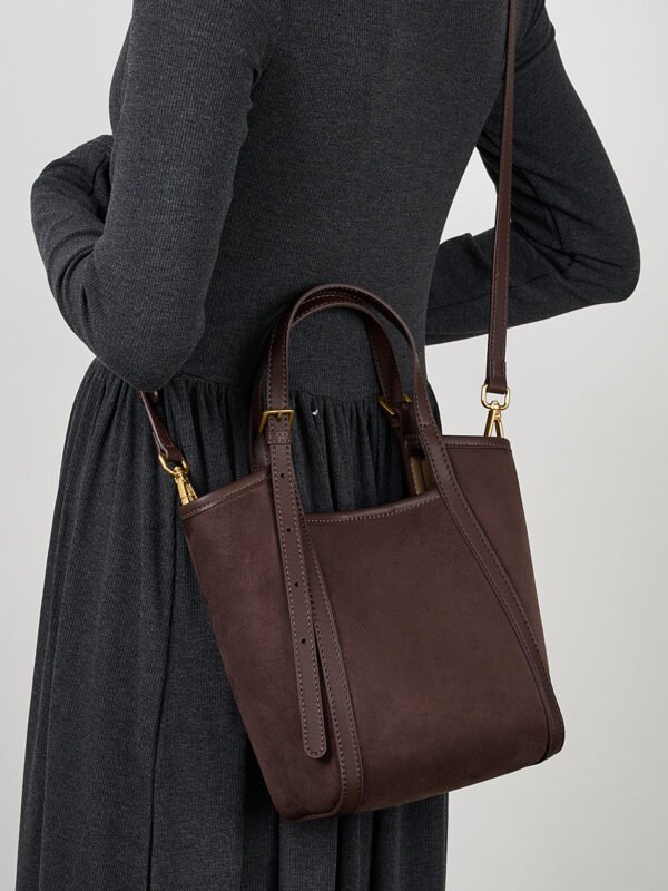 主图-02 Genuine Suede Leather Tote Bag — Minimalist Large Capacity Commuter Bag