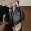 Genuine Leather Tote Bag — Large Capacity Fashionable Shoulder Bag for Women