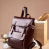 主图-02 Vintage Genuine Leather Laptop Backpack — British Retro Style & Secure Daily Carry