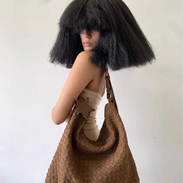 Suede Matte Woven Tote Bag — Large-Capacity Street Style