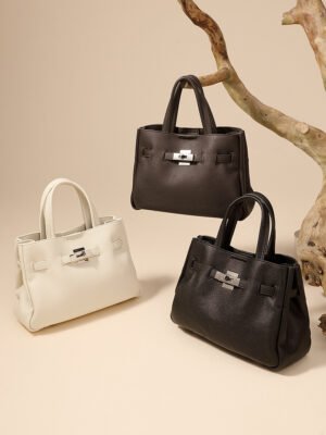 主图-03 Genuine Leather Minimalist Platinum Tote Bag — Elegant Everyday Luxury