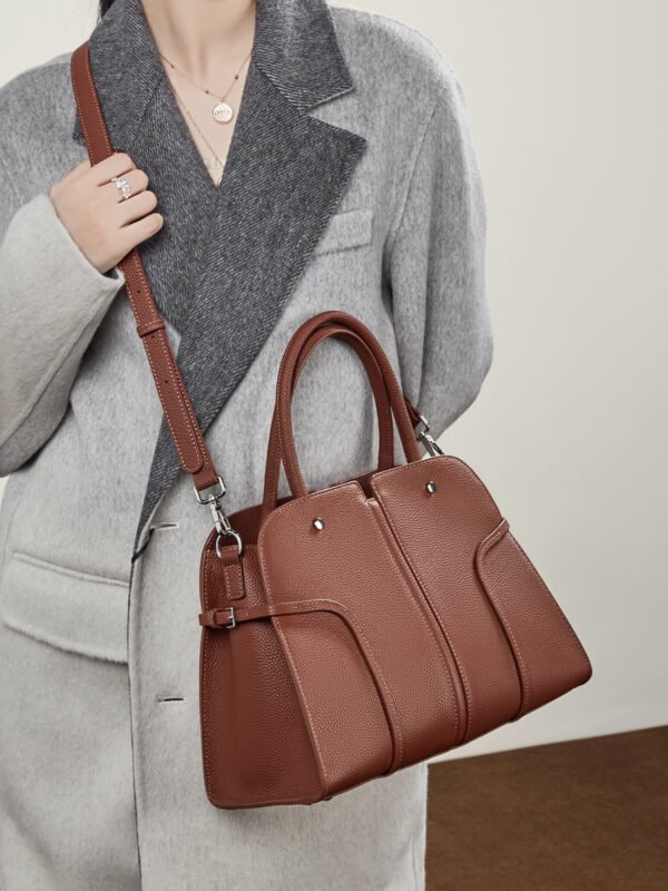 Genuine Leather Tote & Crossbody Bag — Large Capacity Smiley Shell Design