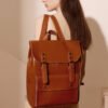 主图-03 Vintage Genuine Leather Laptop Backpack — British Retro Style & Secure Daily Carry