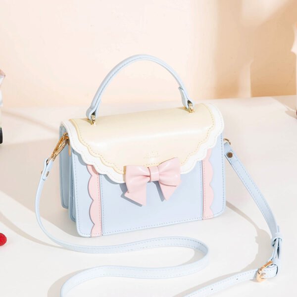 PU Bow-Detail Accordion Box Bag — Compact & Elegant Carry