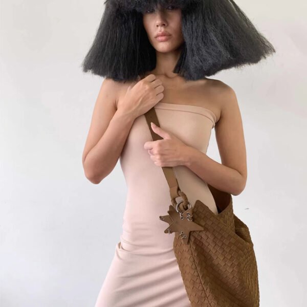 Suede Matte Woven Tote Bag — Large-Capacity Street Style