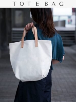主图-04 Heavyweight Canvas Tote Bag with Genuine Leather Handle — Large Shoulder Bag for Daily & Travel