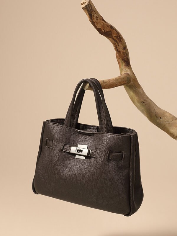 主图-04 Genuine Leather Minimalist Platinum Tote Bag — Elegant Everyday Luxury