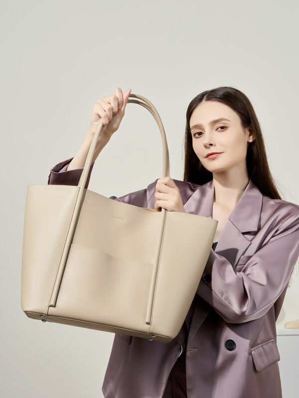 Genuine Leather Tote Bag — Large Capacity Work & Commuter Bag for Women