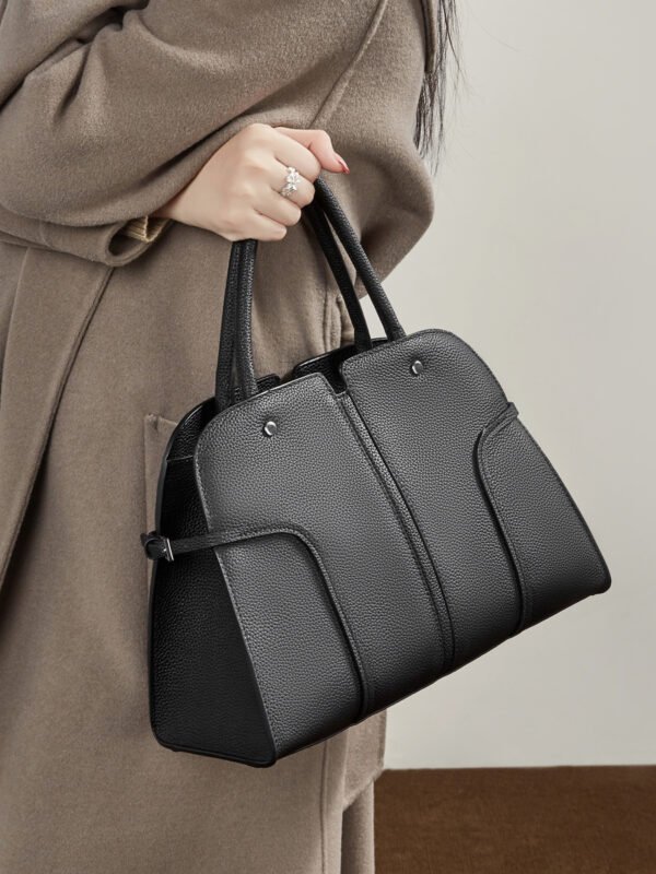 Genuine Leather Tote & Crossbody Bag — Large Capacity Smiley Shell Design