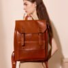主图-04 Vintage Genuine Leather Laptop Backpack — British Retro Style & Secure Daily Carry