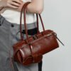 主图-04 Retro Moto-Style Leather Baguette Handbag — Belt-Detail Edge & Urban Cool