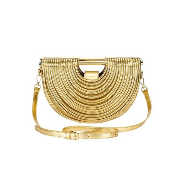 主图-05 PU Woven Bamboo Handle Crescent Bag — Fashion Handheld Shoulder Bag