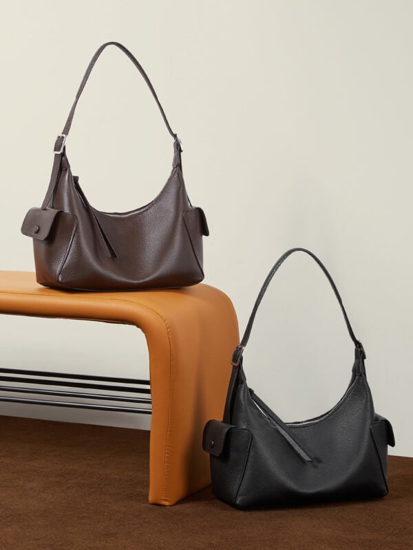 Full-Grain Veg-Tanned Leather Hobo Bag — Large Capacity Casual Shoulder Bag for Women