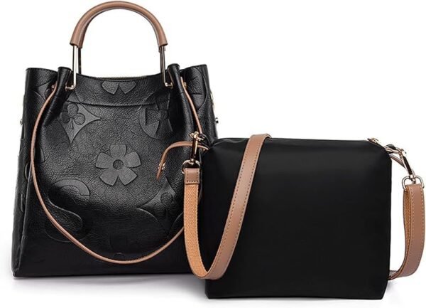 PU Bucket Handbag — Large-Capacity Embossed Letter Design for Work & Daily Use