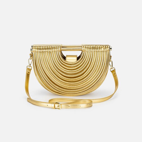 主图-07 PU Woven Bamboo Handle Crescent Bag — Fashion Handheld Shoulder Bag