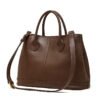 Genuine Leather Tote Bag — Large Capacity Fashionable Shoulder Bag for Women