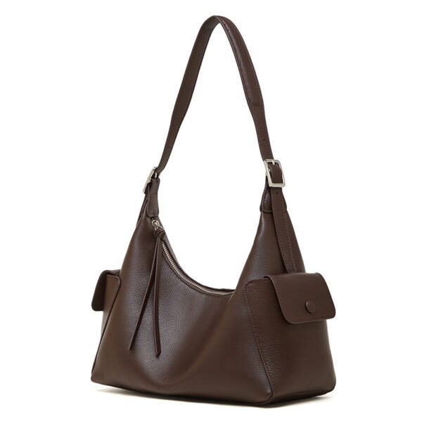 Full-Grain Veg-Tanned Leather Hobo Bag — Large Capacity Casual Shoulder Bag for Women