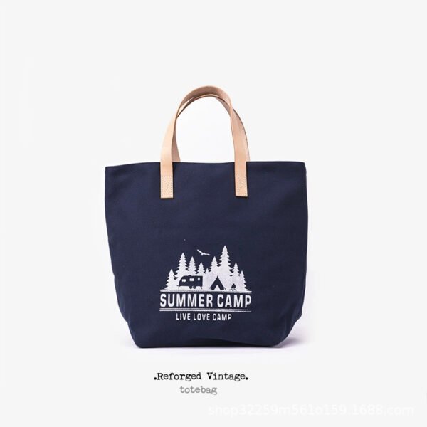 Heavyweight Canvas Tote Bag with Genuine Leather Handle — Large Shoulder Bag for Daily & Travel