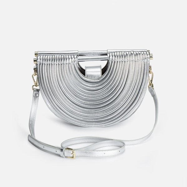 主图-08 PU Woven Bamboo Handle Crescent Bag — Fashion Handheld Shoulder Bag