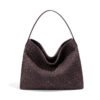 主图-08 Suede-Finish Woven Bucket Tote Bag — Spacious & Vintage Elegance