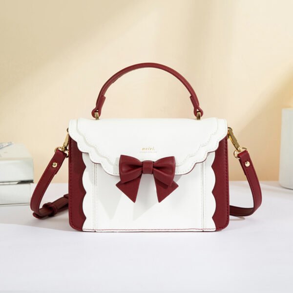 PU Bow-Detail Accordion Box Bag — Compact & Elegant Carry