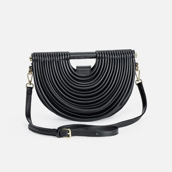 主图-10 PU Woven Bamboo Handle Crescent Bag — Fashion Handheld Shoulder Bag