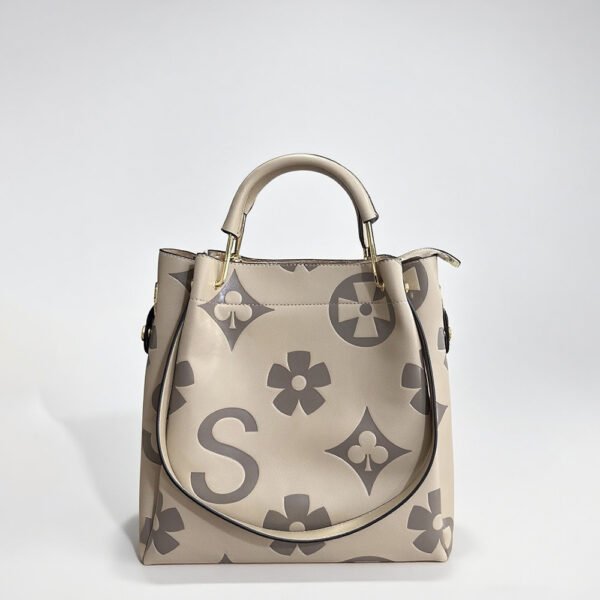 PU Bucket Handbag — Large-Capacity Embossed Letter Design for Work & Daily Use