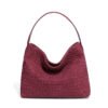 主图-12 Suede-Finish Woven Bucket Tote Bag — Spacious & Vintage Elegance