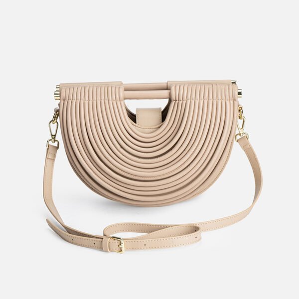 主图-13 PU Woven Bamboo Handle Crescent Bag — Fashion Handheld Shoulder Bag