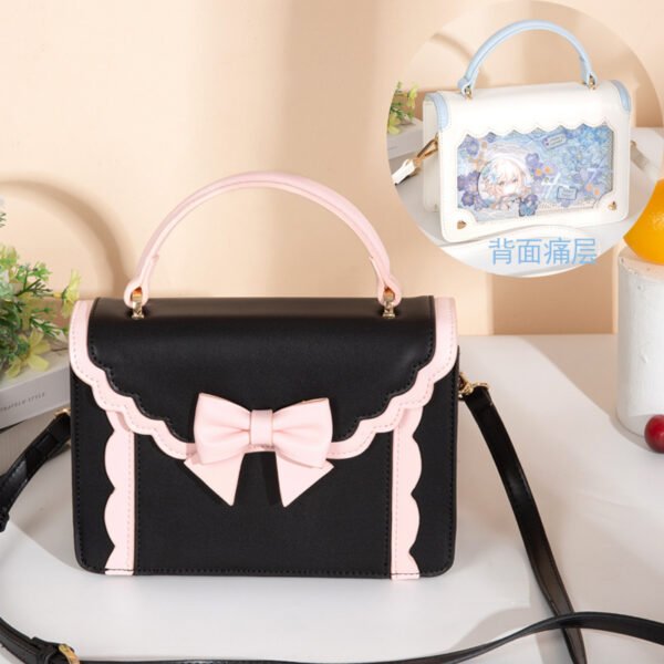 PU Bow-Detail Accordion Box Bag — Compact & Elegant Carry