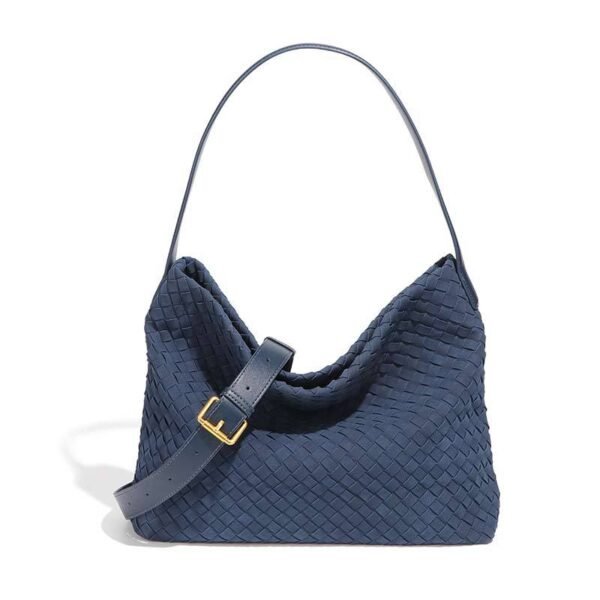 主图-21 Suede-Finish Woven Bucket Tote Bag — Spacious & Vintage Elegance