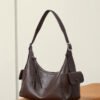 Full-Grain Veg-Tanned Leather Hobo Bag — Large Capacity Casual Shoulder Bag for Women