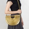 详情-04 PU Woven Bamboo Handle Crescent Bag — Fashion Handheld Shoulder Bag