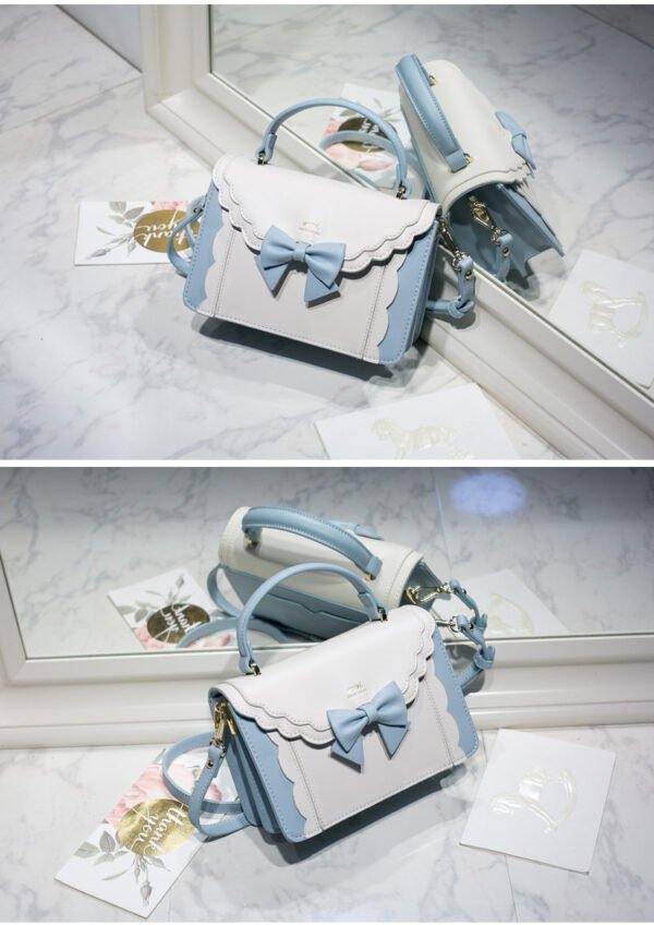 PU Bow-Detail Accordion Box Bag — Compact & Elegant Carry