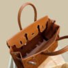 详情-10 Suede Leather Birkin-Style Tote Bag — Premium Matte Texture & Large Capacity