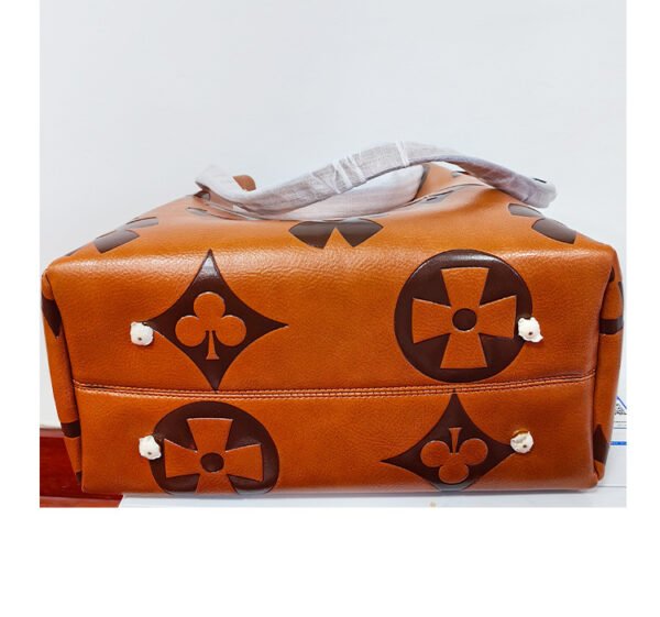 PU Bucket Handbag — Large-Capacity Embossed Letter Design for Work & Daily Use