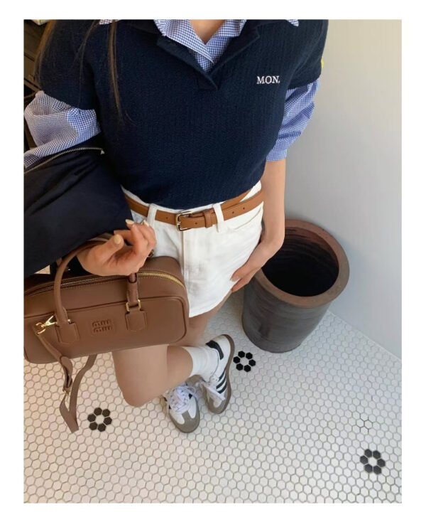 Synthetic Leather Boston Bowling Bag — Elegant & Structured