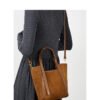 详情-11 Genuine Suede Leather Tote Bag — Minimalist Large Capacity Commuter Bag