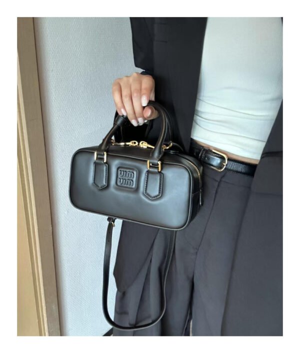 Synthetic Leather Boston Bowling Bag — Elegant & Structured