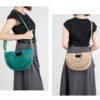 详情-12 PU Woven Bamboo Handle Crescent Bag — Fashion Handheld Shoulder Bag