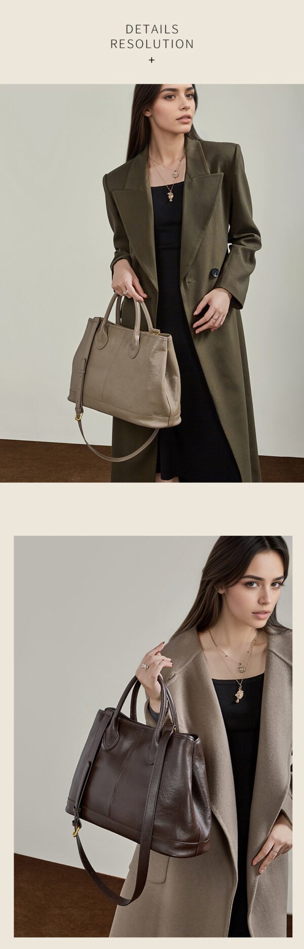 Genuine Leather Tote Bag — Large Capacity Fashionable Shoulder Bag for Women