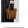 详情-13 Genuine Suede Leather Tote Bag — Minimalist Large Capacity Commuter Bag