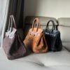 详情-13 Suede Leather Birkin-Style Tote Bag — Premium Matte Texture & Large Capacity