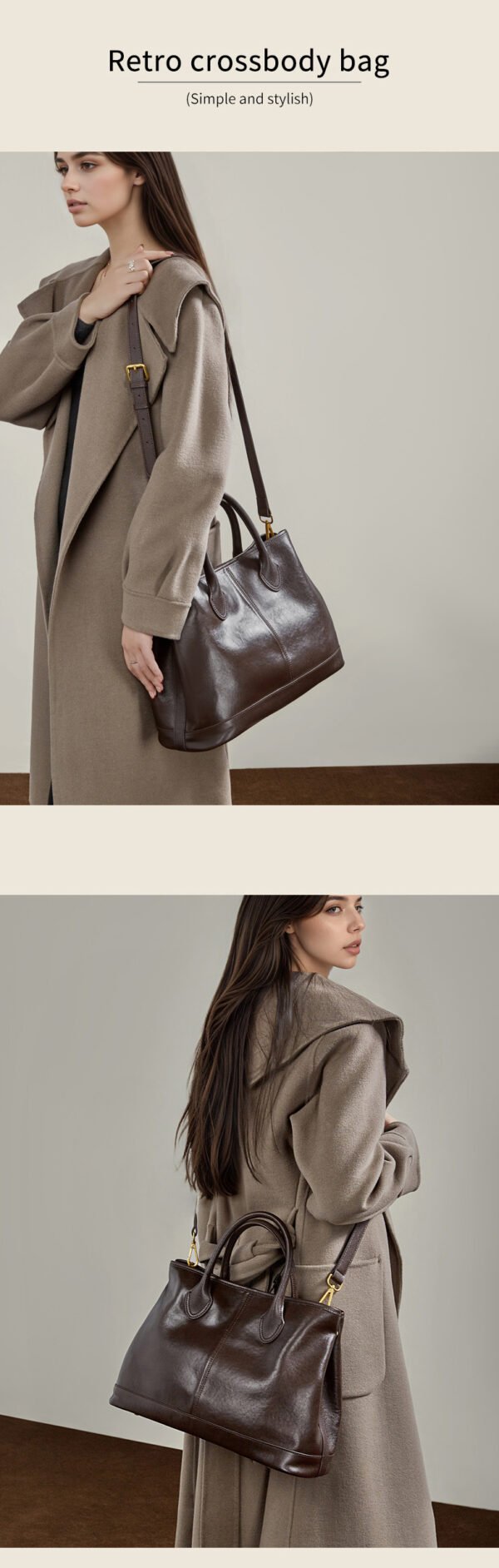 Genuine Leather Tote Bag — Large Capacity Fashionable Shoulder Bag for Women