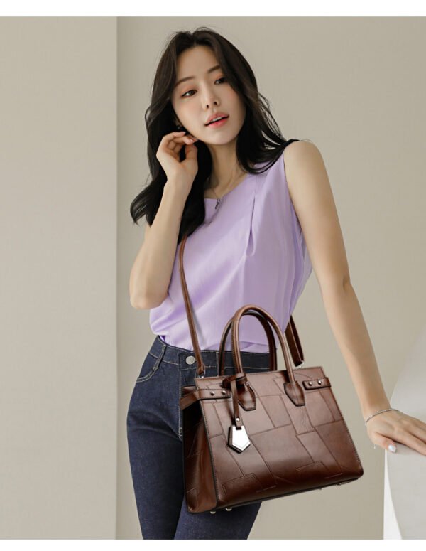 PU Minimalist Patchwork Tote Bag — Large Capacity & Premium Feel