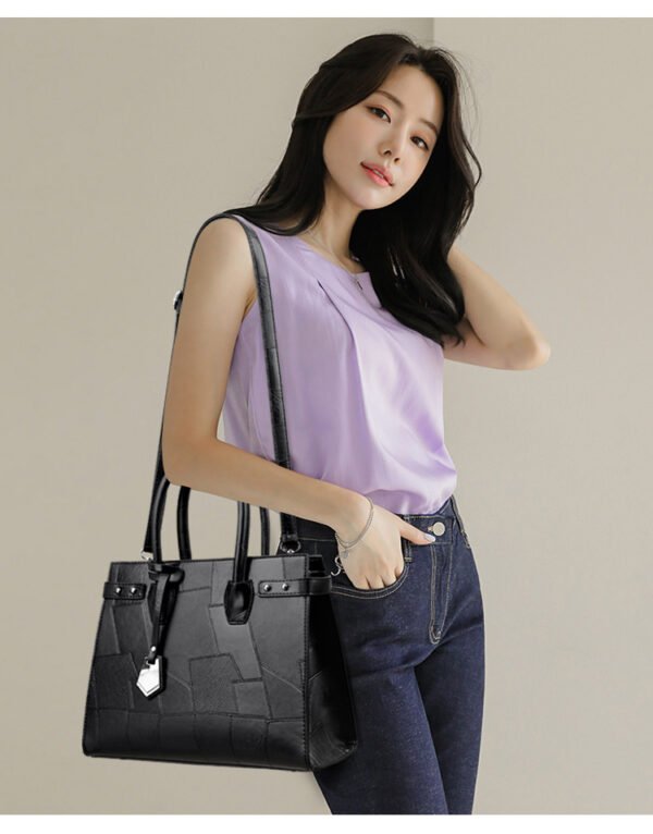PU Minimalist Patchwork Tote Bag — Large Capacity & Premium Feel