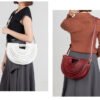 详情-14 PU Woven Bamboo Handle Crescent Bag — Fashion Handheld Shoulder Bag