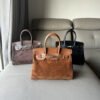 详情-15 Suede Leather Birkin-Style Tote Bag — Premium Matte Texture & Large Capacity