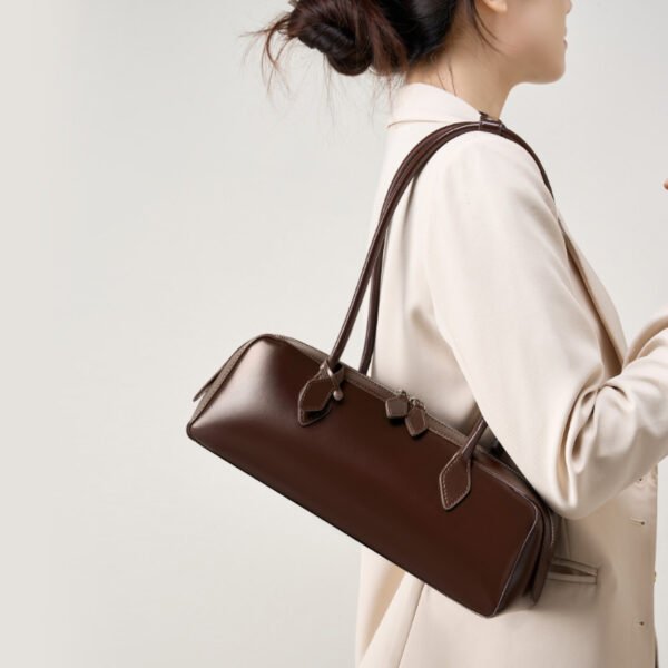 详情-15 Retro Moto-Style Leather Baguette Handbag — Belt-Detail Edge & Urban Cool